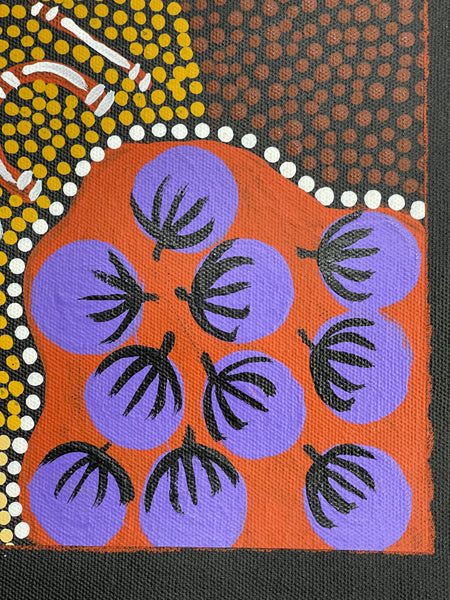#377 Dingo Dreaming - JOY NAKAMARRA BRISCOE: Aboriginal Art: 40x40cm