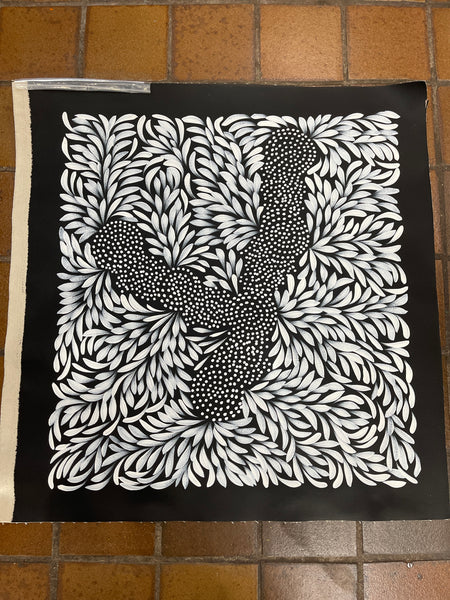 #304 Bush Medicine Leaves & Seeds (Whites) - LOUISE NUMINA : Aboriginal Art: 62x64cm