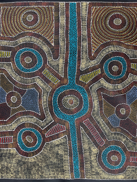 #394 Thorny Devil Lizard (Multi) - CAROLINE NUMINA : Aboriginal Art: 92x111cm
