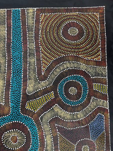 #394 Thorny Devil Lizard (Multi) - CAROLINE NUMINA : Aboriginal Art: 92x111cm