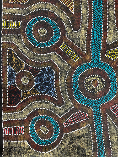 #394 Thorny Devil Lizard (Multi) - CAROLINE NUMINA : Aboriginal Art: 92x111cm