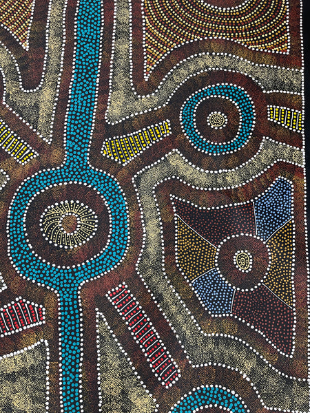 #394 Thorny Devil Lizard (Multi) - CAROLINE NUMINA : Aboriginal Art: 92x111cm