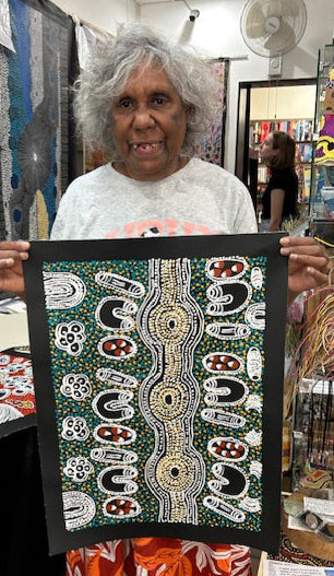 #18 Women Collecting Bush Tucker - LANITA NUMINA : Aboriginal Art: 54 x 39cm