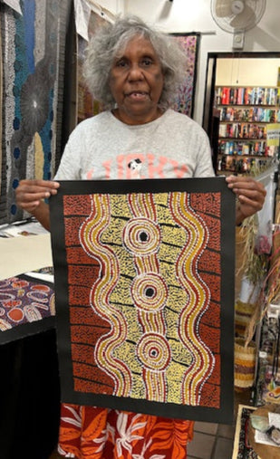 #17 Brown Dingo Looking for Water - LANITA NUMINA : Aboriginal Art: 54 x 39cm