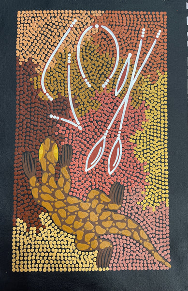 #28 Men Hunting Goanna - BEVAN CLANCY TJAMPITJIMPA 25x42cm