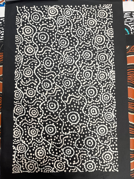 #41 Sacred Water (Black/White) - TREPHINA SULTAN THANGUWA : 43x70cm