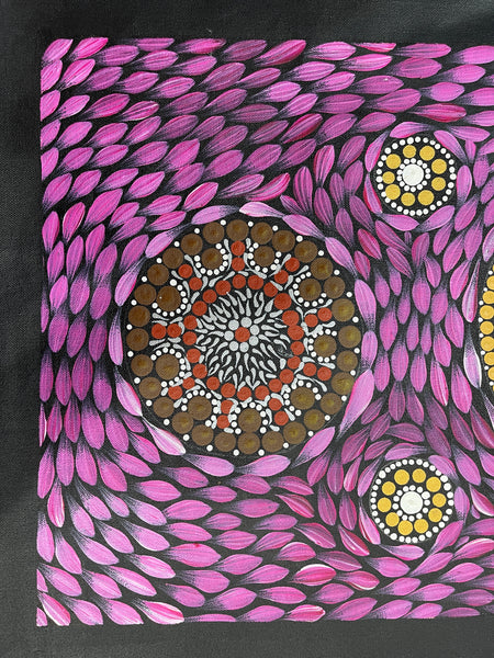 #216 - Bush Medicine Dreaming (Pinks) - ARTIST: MARYANNE GIBSON 42x90cm