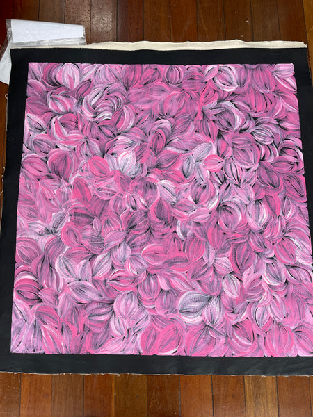 #320 Bush Medicine Leaves (Pink) - JACINDA HAYES: Aboriginal Art: 82x82cm