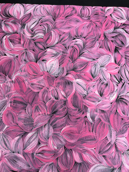 #320 Bush Medicine Leaves (Pink) - JACINDA HAYES: Aboriginal Art: 82x82cm
