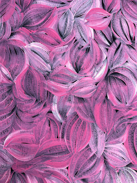 #320 Bush Medicine Leaves (Pink) - JACINDA HAYES: Aboriginal Art: 82x82cm