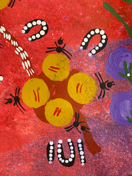 #143 Kangaroo Hunting - SANDY WALKER:  - Desert Art Australia SIZE: 92x153cm