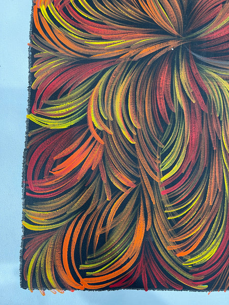#161 Bush Medicine Leaves (Sunset) - SELINA NUMINA : Aboriginal Art: 36x51cm