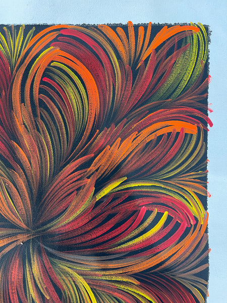 #161 Bush Medicine Leaves (Sunset) - SELINA NUMINA : Aboriginal Art: 36x51cm