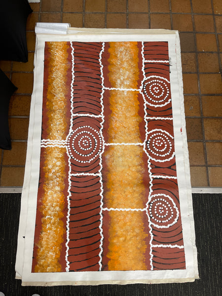 #154 Waterholes & Sandy Creek in the Desert (Earth)  - Artist: LAWRENCE KARPA 88x150cm