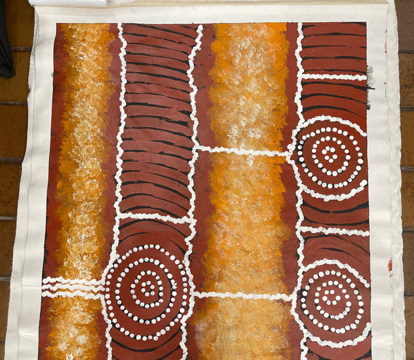 #154 Waterholes & Sandy Creek in the Desert (Earth)  - Artist: LAWRENCE KARPA 88x150cm