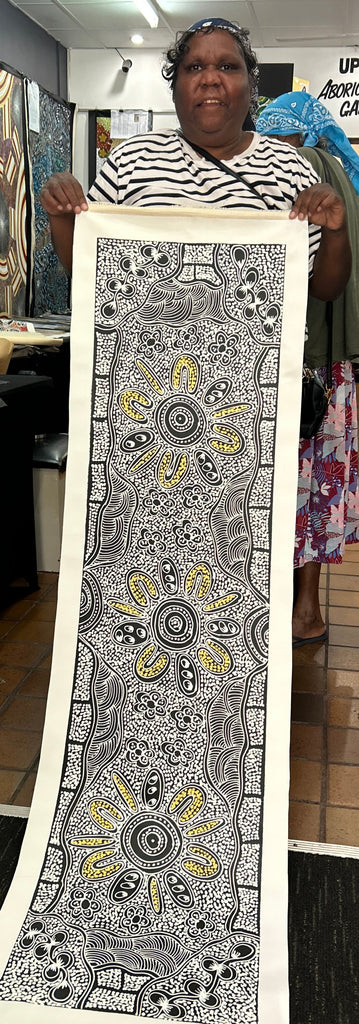 #56 My Country Dreaming (Natural) - SHARON NUMINA : Aboriginal Art 38cm x 154cm