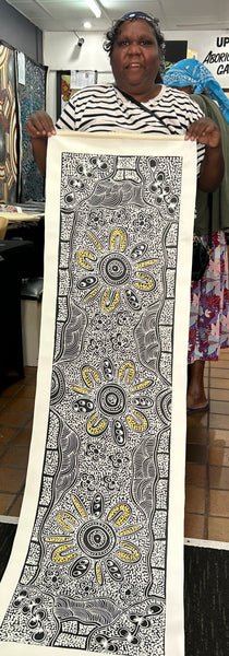#56 My Country Dreaming (Natural) - SHARON NUMINA : Aboriginal Art 38cm x 154cm