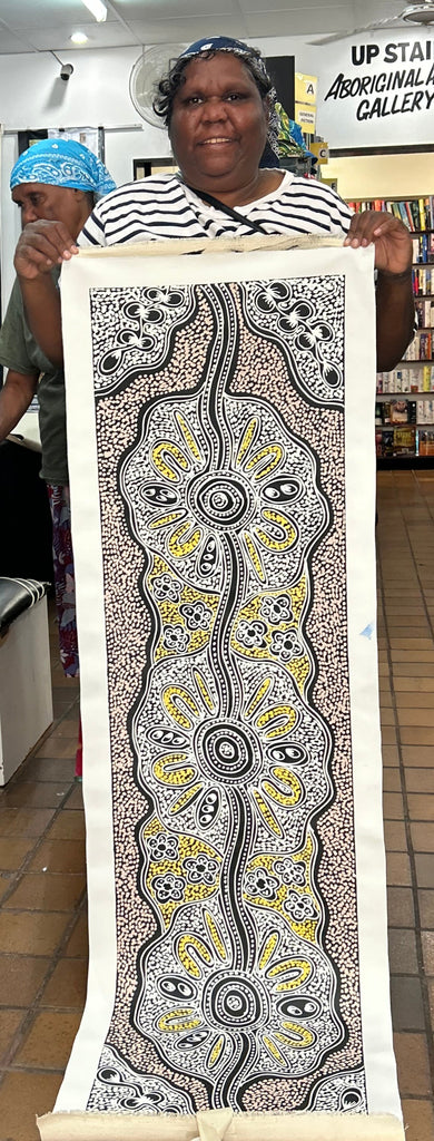 #297 My Country Dreaming (Natural) - SHARON NUMINA : Aboriginal Art: 40cm x 153cm