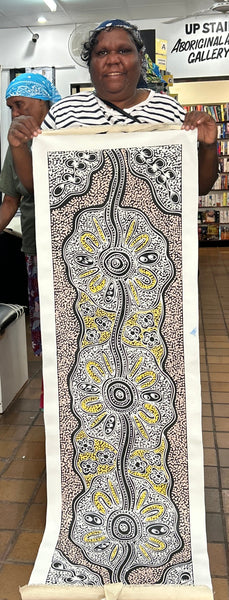 #297 My Country Dreaming (Natural) - SHARON NUMINA : Aboriginal Art: 40cm x 153cm