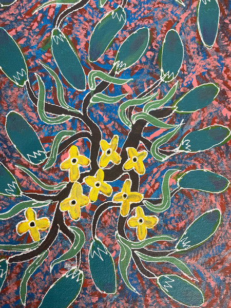 #70 Bush Tucker Dreaming (Multi)  ARTIST:  JOANNE WILSON  41 x 95cm