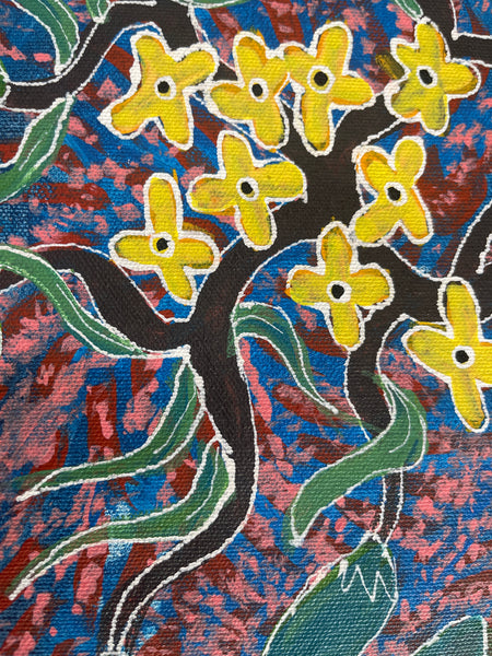 #70 Bush Tucker Dreaming (Multi)  ARTIST:  JOANNE WILSON  41 x 95cm