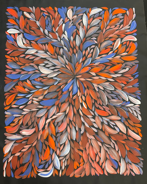 #136 Bush Medicine Leaves (Multi) - LOUISE NUMINA : Aboriginal Art: 70x96cm