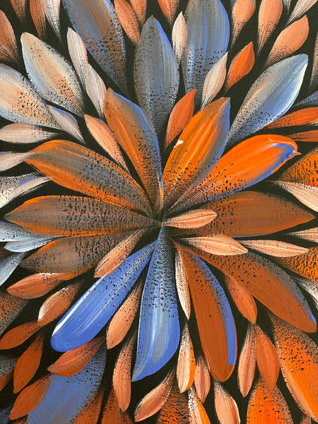 #136 Bush Medicine Leaves (Multi) - LOUISE NUMINA : Aboriginal Art: 70x96cm