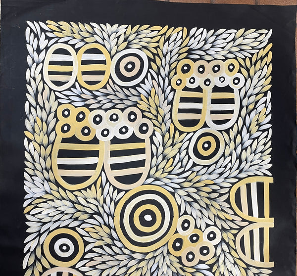 #184 My Country (Yellow/White) - JACINTA NUMINA : Aboriginal Art: 87x137cm