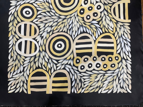 #184 My Country (Yellow/White) - JACINTA NUMINA : Aboriginal Art: 87x137cm