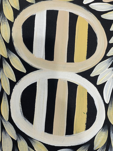 #184 My Country (Yellow/White) - JACINTA NUMINA : Aboriginal Art: 87x137cm