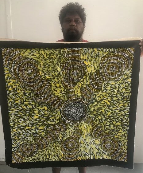#352 Spinifex Dreaming (Yellows) - Scott Duggie Aboriginal Art: 95cm x 97cm
