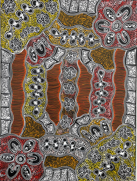 #275 My Country Dreaming (Orange/Multi) - SHARON NUMINA : Aboriginal Art: 69x92cm