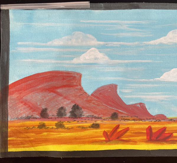 #363 Central Landscapes (Red Rocks) - REX SULTAN JABANGARDI: ABORIGINAL ART: 35x102cm