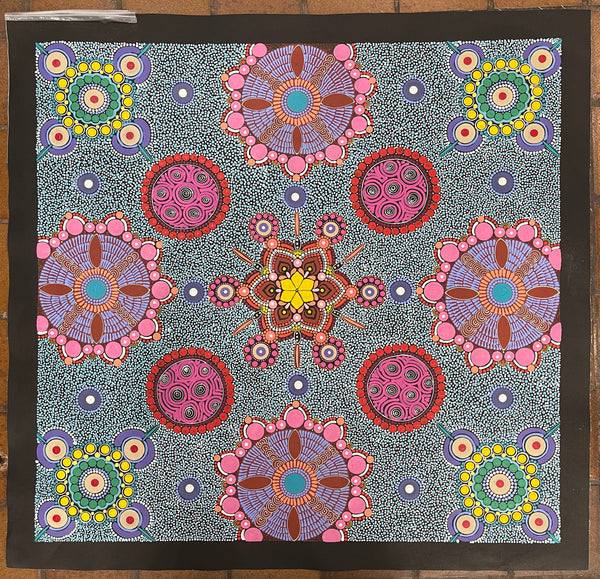 #308 ALIARA BIRD After the Rain (Multi) : Aboriginal Art: 88x91cm