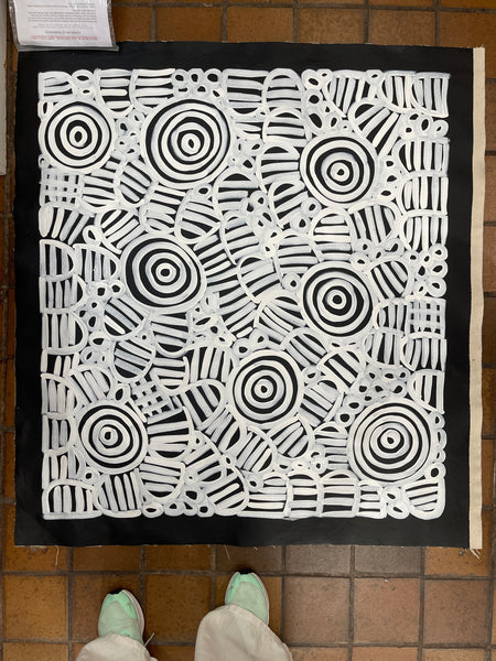 #291 Women's Body Design (Blk/Whte)  LOUISE NUMINA : Aboriginal Art: 93x103cm