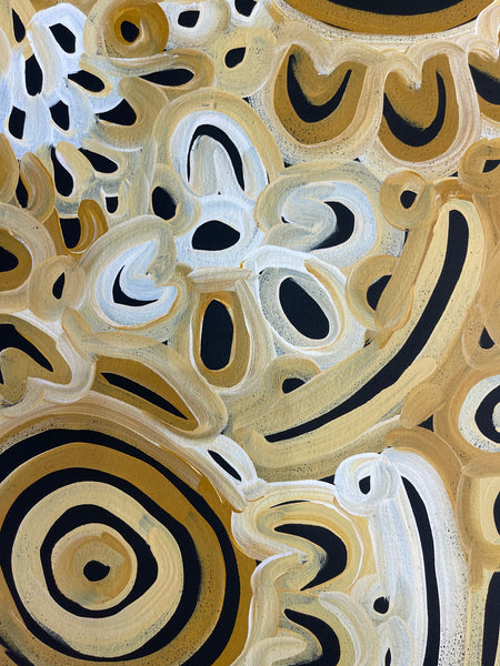 #242 Women's Body Design (Mustard)  LOUISE NUMINA : Aboriginal Art: 98x71cm