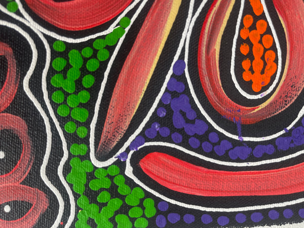 #54 Women collecting Bush Medicine and Food (Multi) - SHARON NUMINA : Aboriginal Art: 35x50cm