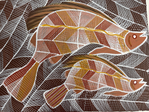 #10 Barramundi Dreaming - EDDIE BLITNER : Aboriginal Art : 42x32cm