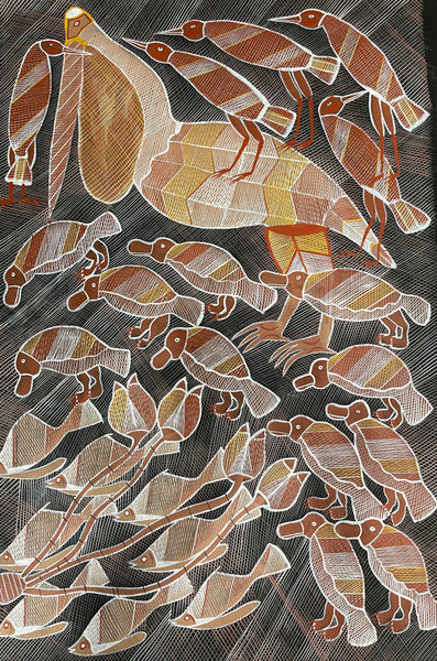 #346 Pelican Dreaming - EDDIE BLITNER : Aboriginal Art : 93x140cm