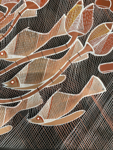 #346 Pelican Dreaming - EDDIE BLITNER : Aboriginal Art : 93x140cm