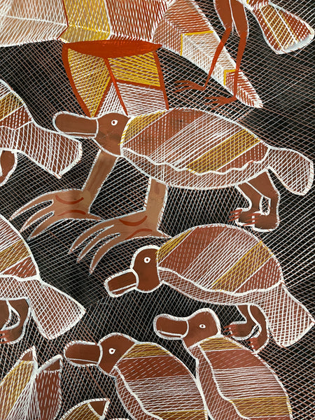 #346 Pelican Dreaming - EDDIE BLITNER : Aboriginal Art : 93x140cm