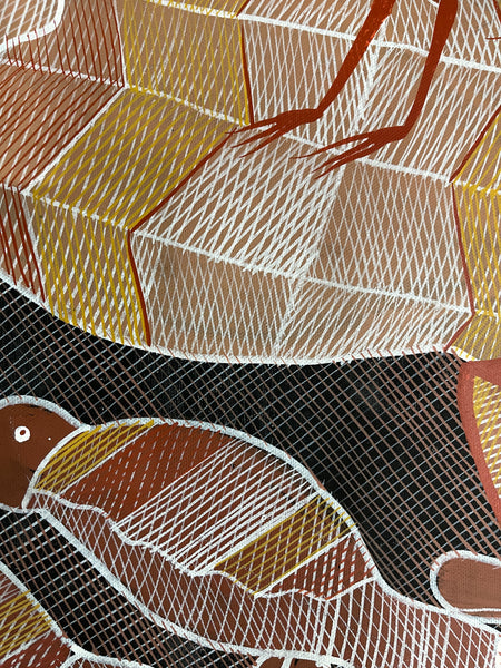 #346 Pelican Dreaming - EDDIE BLITNER : Aboriginal Art : 93x140cm