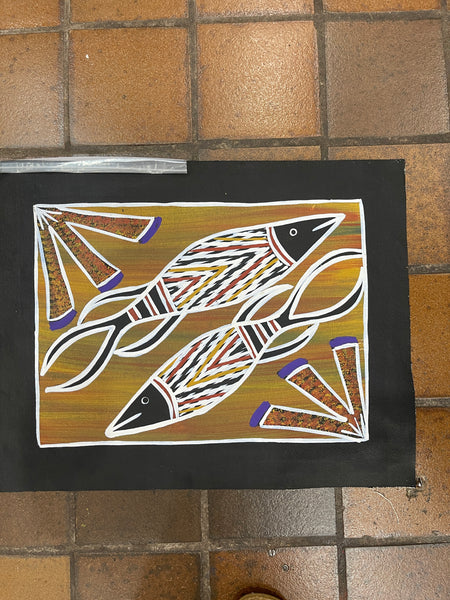 #210 Fish Dreaming - CHRISTINE BURARRWANGA : 30x41cm