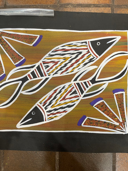 #210 Fish Dreaming - CHRISTINE BURARRWANGA : 30x41cm