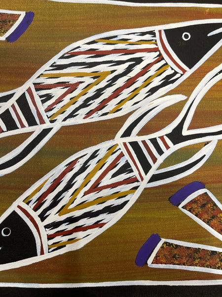 #210 Fish Dreaming - CHRISTINE BURARRWANGA : 30x41cm