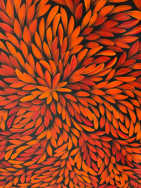 #139 Bush Medicine Leaves (Red) - JACINTA NUMINA : Aboriginal Art: 70x95cm