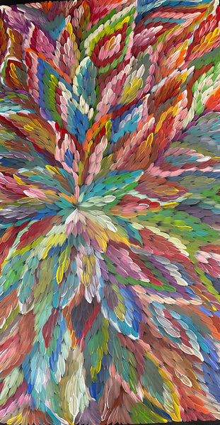 #167 Bush Medicine Leaves (Multi) - CAROLINE NUMINA : Aboriginal Art: 95x160cm
