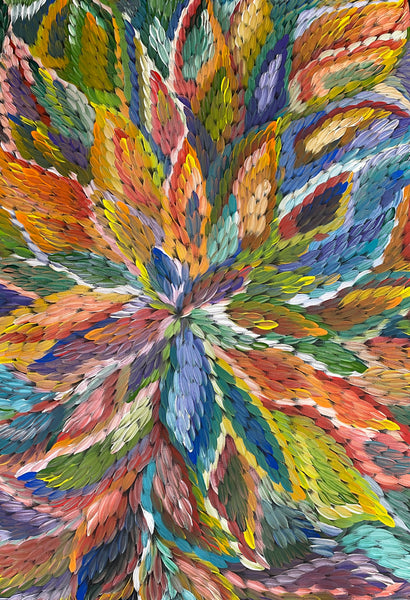 #190 Bush Medicine Leaves (Multi) - CAROLINE NUMINA : Aboriginal Art: 102x142cm