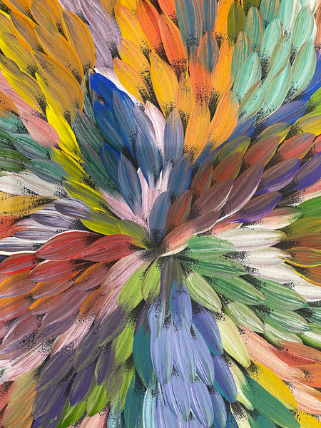 #190 Bush Medicine Leaves (Multi) - CAROLINE NUMINA : Aboriginal Art: 102x142cm