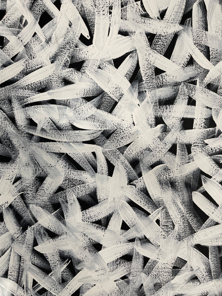#214 Spinifex Grass (White)- LOUISE NUMINA : Aboriginal Art:  95cm x 135cm